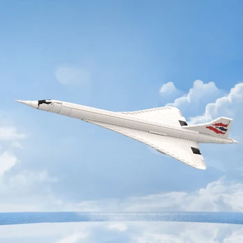 Gobricks MOC Concorde Сверхзвуковой Авиалайнер Строительные блоки Concord Модель Самолета Франция Реактивный Авиалайнер Кирпичи Игрушки Подарок Для Детей