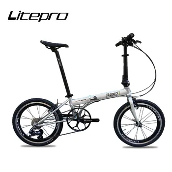 Litepro 20-дюймовый Складной Велосипед Рама из стального сплава Внешний 10-скоростной Дисковый V-образный Тормоз Велосипед Сверхлегкий Портативный Автомобиль