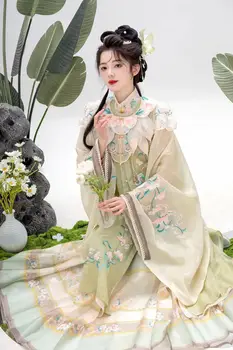 Китайское платье Hanfu, женские Древние Традиционные Вышитые комплекты Hanfu, Карнавальный костюм феи для косплея, Зеленое танцевальное платье Hanfu