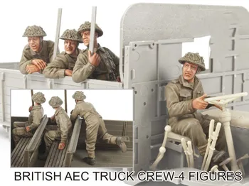 Неокрашенный комплект 1/35 British AEC Truck Crew - 4 фигурки из неокрашенной смолы, миниатюрный гаражный комплект