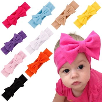 Новая хлопковая повязка на голову для девочки, тюрбан с большим бантом, повязка на голову для новорожденных, повязка на голову с верхним узлом для новорожденных